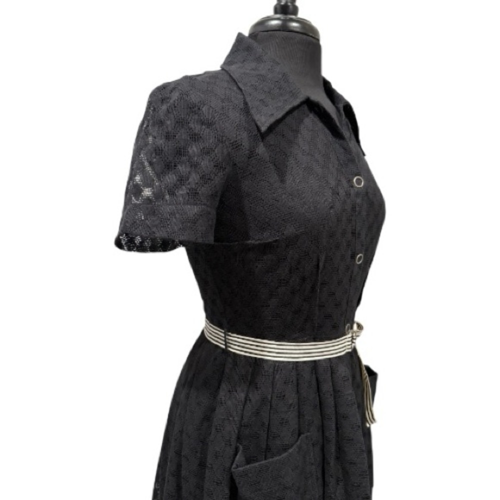 Plenty by Tracy Reese Black Lace Retro Shirtwaist Dress Size 6 - Picture 5 of 12